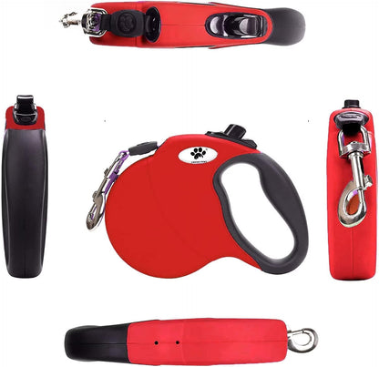 16ft Retractable Dog Leash for Large Breed Dogs up to 110 lbs with a Detachable Chew Proof Extender Wire Ropes (Black L)