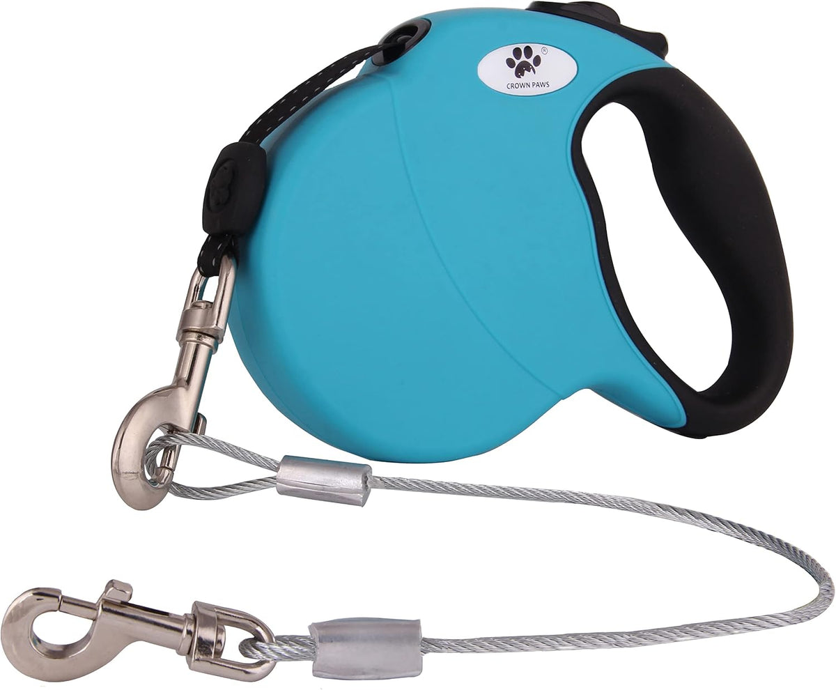 16ft Retractable Dog Leash for Large Breed Dogs up to 110 lbs with a Detachable Chew Proof Extender Wire Ropes (Black L)
