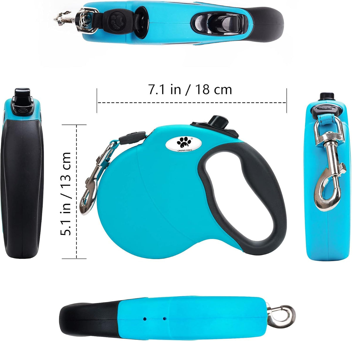 16ft Retractable Dog Leash for Large Breed Dogs up to 110 lbs with a Detachable Chew Proof Extender Wire Ropes (Black L)