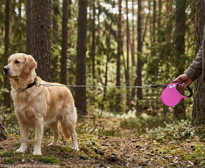 16ft Retractable Dog Leash for Large Breed Dogs up to 110 lbs with a Detachable Chew Proof Extender Wire Ropes (Black L)