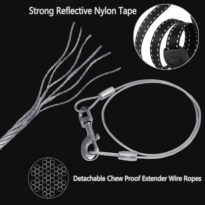 16ft Retractable Dog Leash for Large Breed Dogs up to 110 lbs with a Detachable Chew Proof Extender Wire Ropes (Black L)