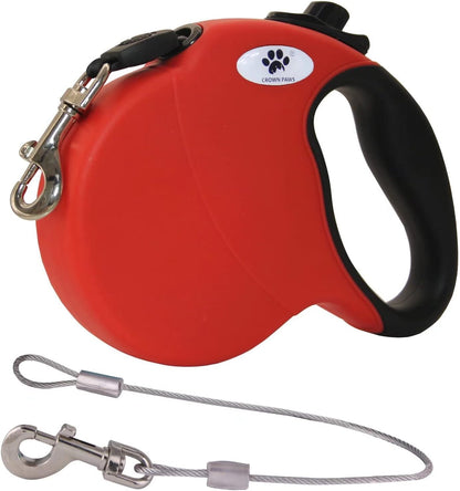 16ft Retractable Dog Leash for Large Breed Dogs up to 110 lbs with a Detachable Chew Proof Extender Wire Ropes (Black L)