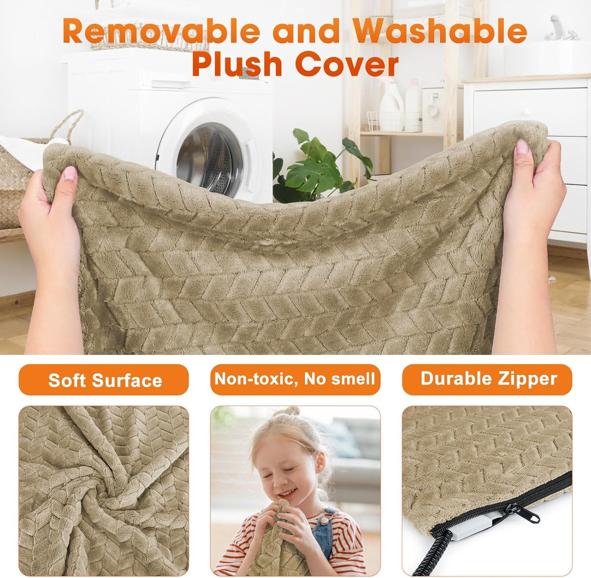 Heated Dog Bed, 28''x20'' Waterproof Cat Heating Pad with Timer Temperature Adjustable, Indoor Heated Electric Pet Bed for Cats Dogs, Auto Power-Off, Anti-bite Pet Heated Pad, Medium