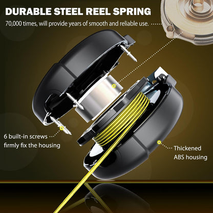30FT Wall Mount Retractable Dog Tie Out Cable - 180° Swivel & 360° Tangle-Free Design, Perfect for Yard, Picnics & Camping Heavy Duty Steel Cable for Small to Large Dogs (TP-001)