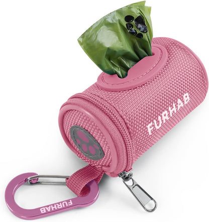 Dog Poop Bag Holder for Leash with Carabiner Clip Soft Fabric