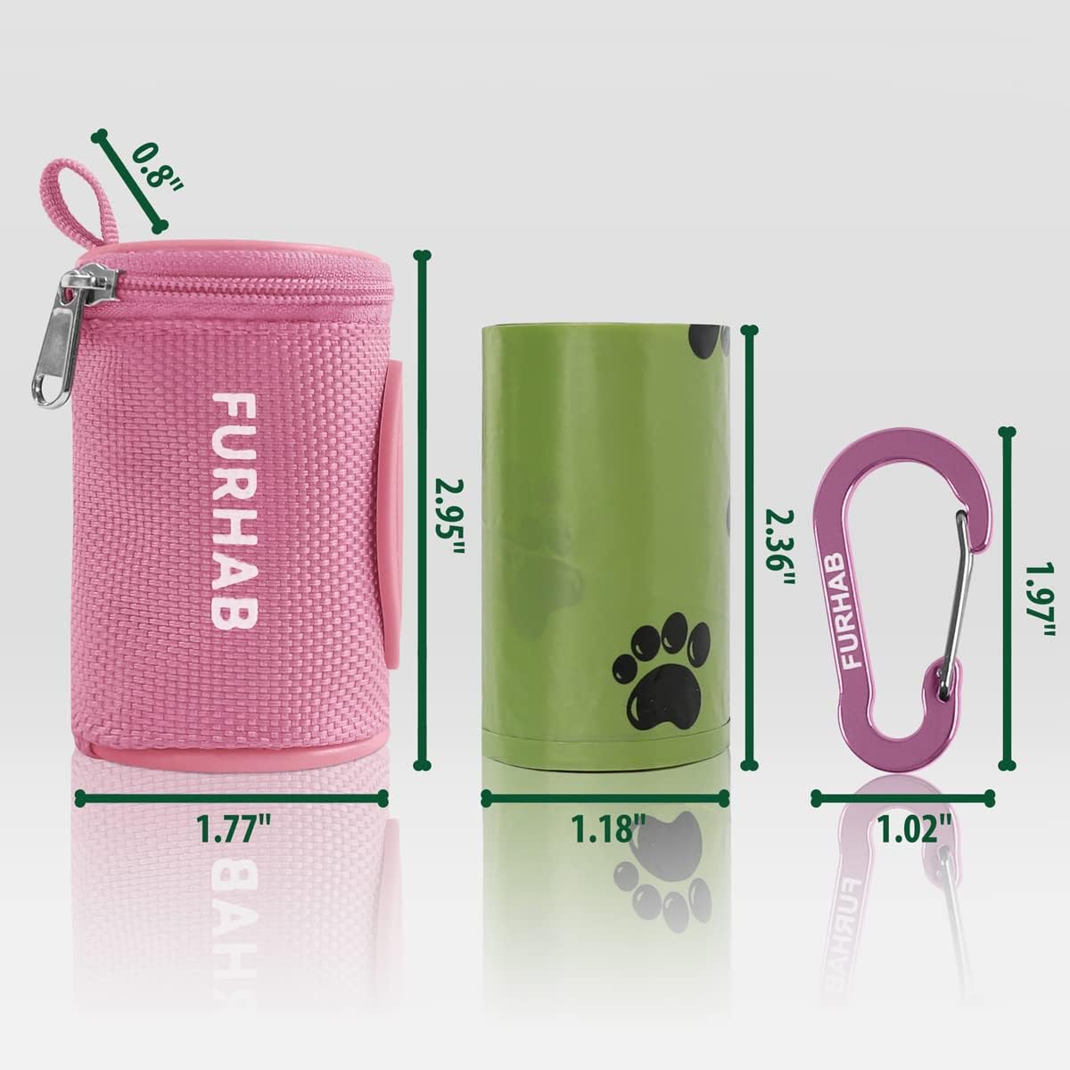 Dog Poop Bag Holder for Leash with Carabiner Clip Soft Fabric