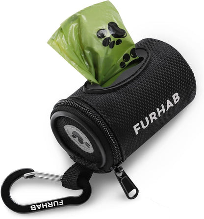 Dog Poop Bag Holder for Leash with Carabiner Clip Soft Fabric