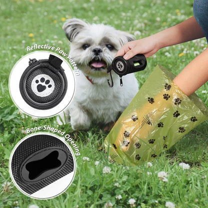 Dog Poop Bag Holder for Leash with Carabiner Clip Soft Fabric