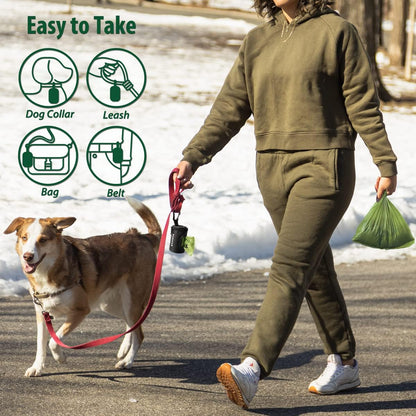 Dog Poop Bag Holder for Leash with Carabiner Clip Soft Fabric