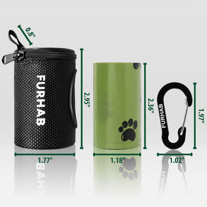 Dog Poop Bag Holder for Leash with Carabiner Clip Soft Fabric