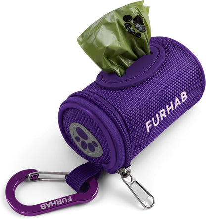 Dog Poop Bag Holder for Leash with Carabiner Clip Soft Fabric