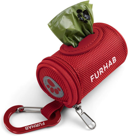 Dog Poop Bag Holder for Leash with Carabiner Clip Soft Fabric
