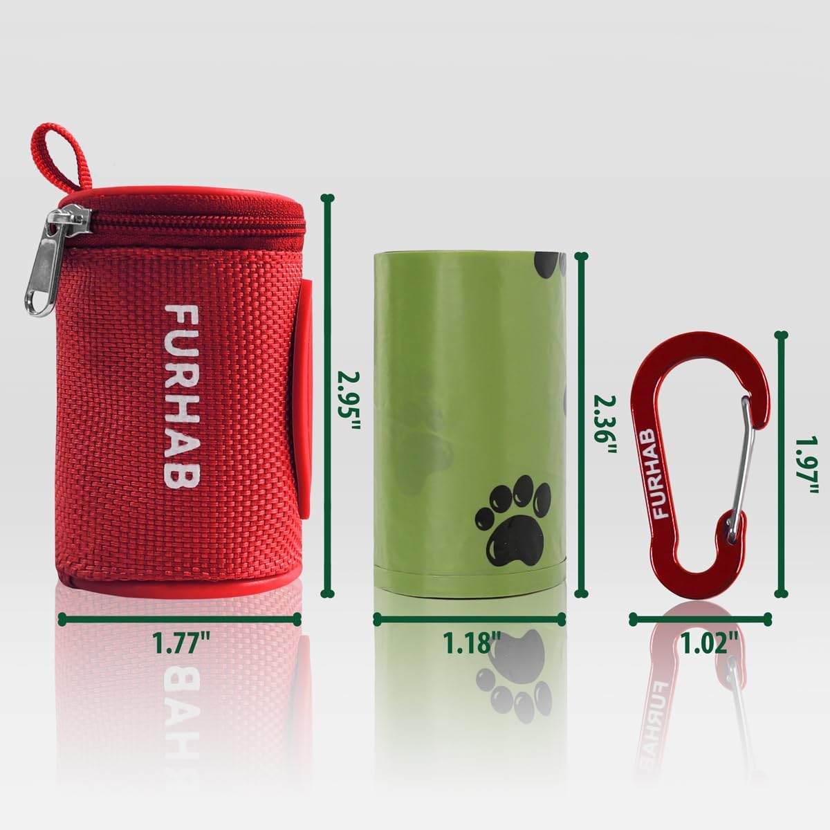 Dog Poop Bag Holder for Leash with Carabiner Clip Soft Fabric