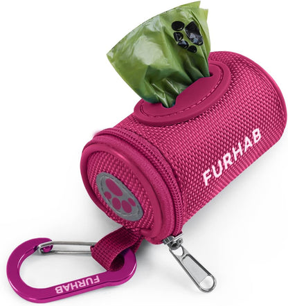 Dog Poop Bag Holder for Leash with Carabiner Clip Soft Fabric