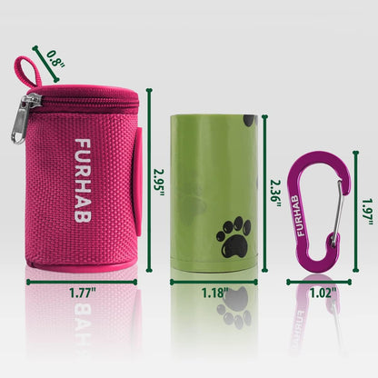 Dog Poop Bag Holder for Leash with Carabiner Clip Soft Fabric