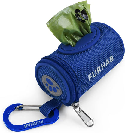 Dog Poop Bag Holder for Leash with Carabiner Clip Soft Fabric