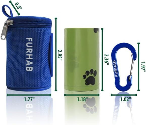 Dog Poop Bag Holder for Leash with Carabiner Clip Soft Fabric