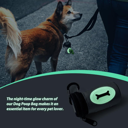 Dog Poop Bag Holder for Leash with Carabiner Clip Soft Fabric