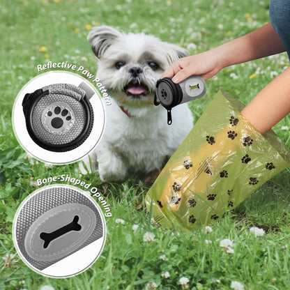 Dog Poop Bag Holder for Leash with Carabiner Clip Soft Fabric