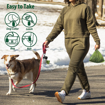 Dog Poop Bag Holder for Leash with Carabiner Clip Soft Fabric