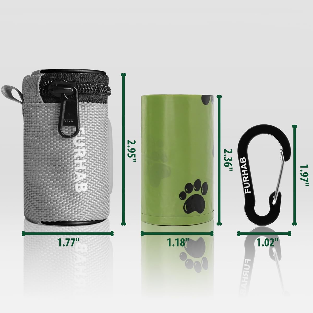 Dog Poop Bag Holder for Leash with Carabiner Clip Soft Fabric