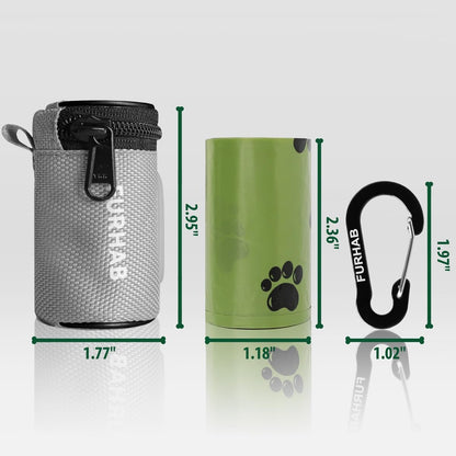 Dog Poop Bag Holder for Leash with Carabiner Clip Soft Fabric