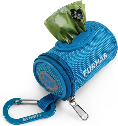 Dog Poop Bag Holder for Leash with Carabiner Clip Soft Fabric