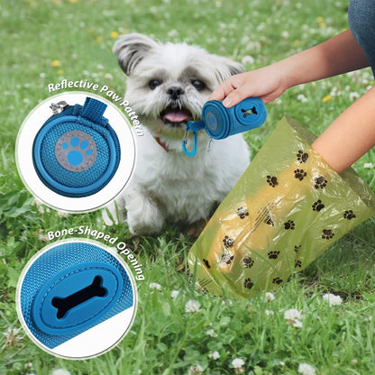 Dog Poop Bag Holder for Leash with Carabiner Clip Soft Fabric