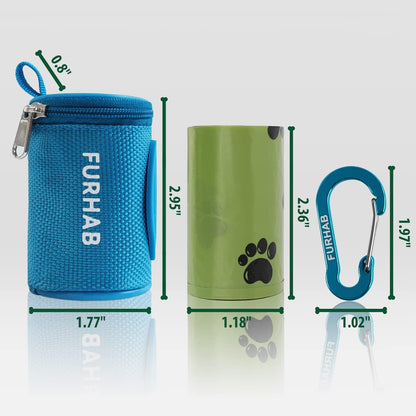 Dog Poop Bag Holder for Leash with Carabiner Clip Soft Fabric