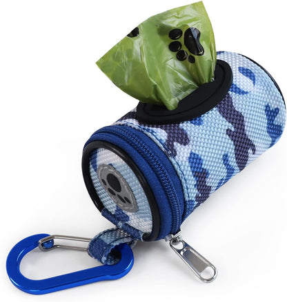 Dog Poop Bag Holder for Leash with Carabiner Clip Soft Fabric