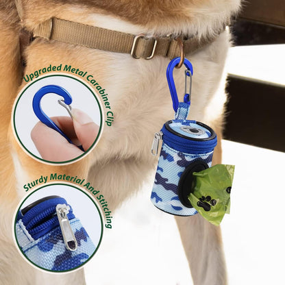 Dog Poop Bag Holder for Leash with Carabiner Clip Soft Fabric
