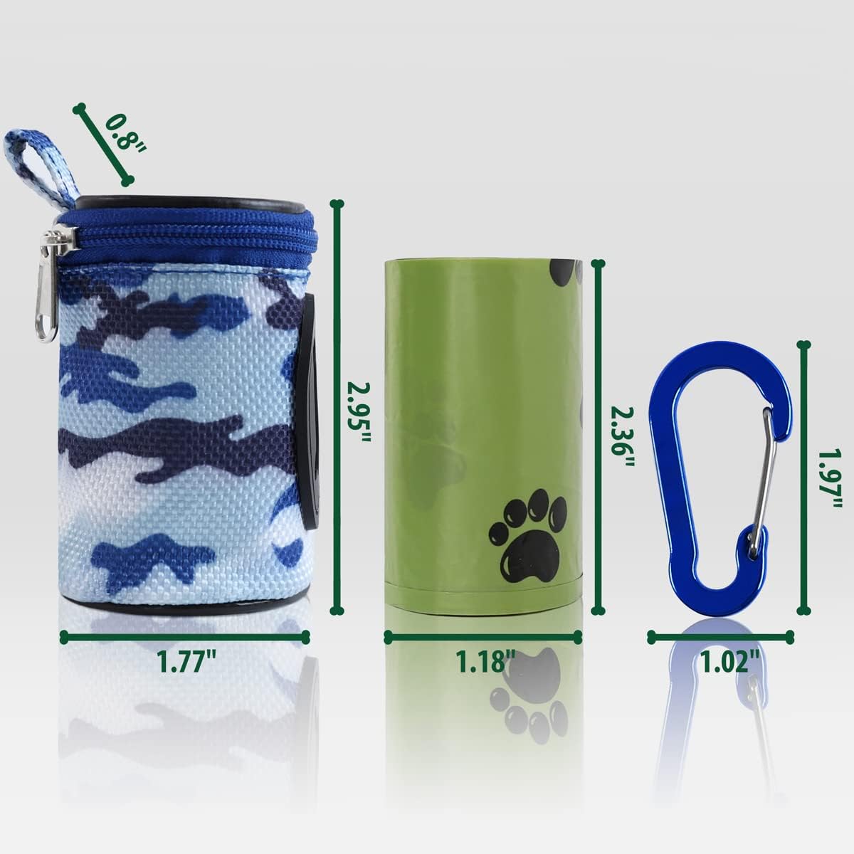 Dog Poop Bag Holder for Leash with Carabiner Clip Soft Fabric