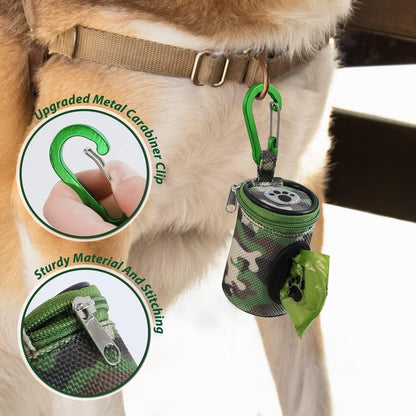 Dog Poop Bag Holder for Leash with Carabiner Clip Soft Fabric