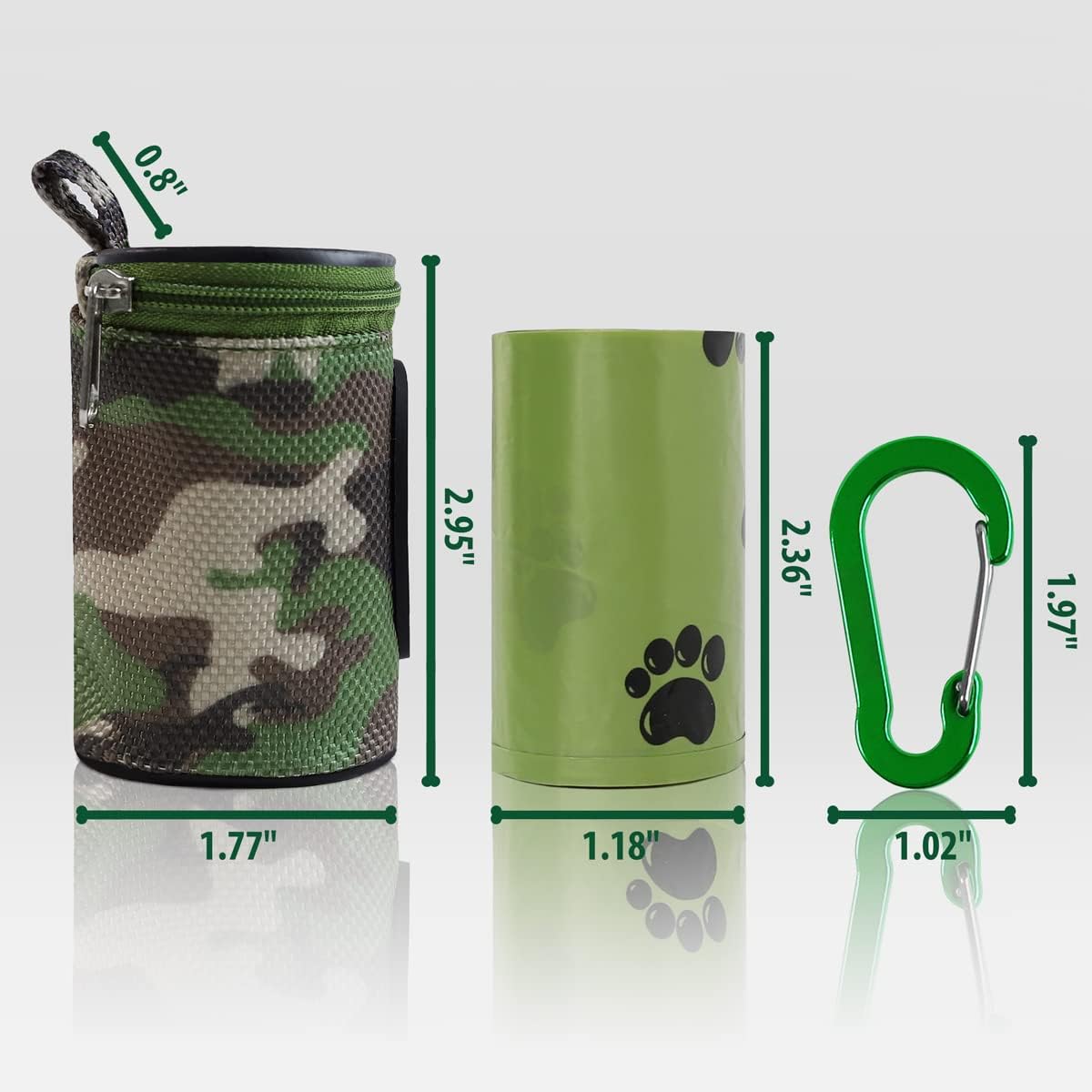 Dog Poop Bag Holder for Leash with Carabiner Clip Soft Fabric