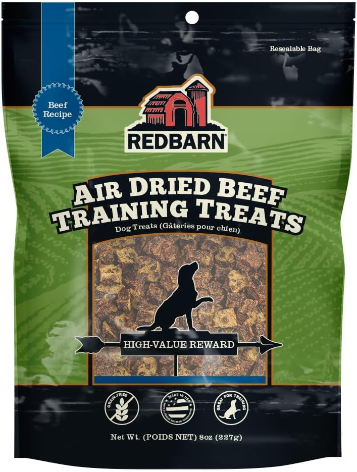 Pet Products All-Natural Air Dried Beef Training Treats for Puppies & Dogs – Grain-Free Single Protein Rewards Made in USA for Small, Medium, & Large Breeds - 8 oz Resealable Bag
