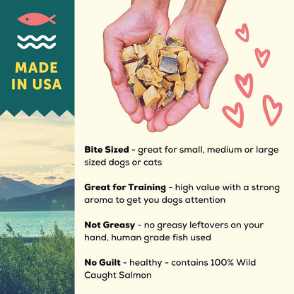 Freeze Dried Salmon Dog Treats, Wild Caught, Single Ingredient | Natural High Value | Gluten Free, Grain Free, High Protein, Diabetic