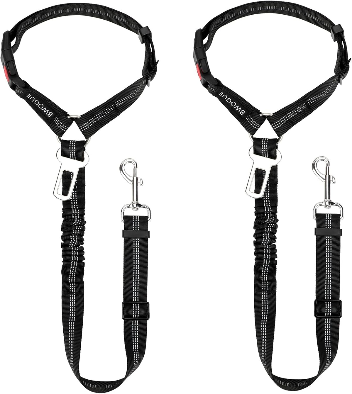 BWOGUE 2 Pack Dog Seat Belt for Car, Headrest Restraint Safety Leads | Headrest Loop for Car Travel, 18-30 in Adjustable, 2-in-1 Seat Belt and Leash, 2 Pack for Dogs and Cats, Use with Dog Harness