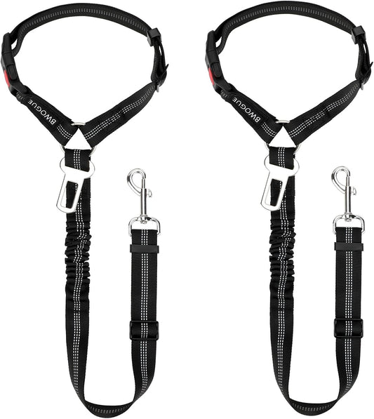 BWOGUE 2 Pack Dog Seat Belt for Car, Headrest Restraint Safety Leads | Headrest Loop for Car Travel, 18-30 in Adjustable, 2-in-1 Seat Belt and Leash, 2 Pack for Dogs and Cats, Use with Dog Harness