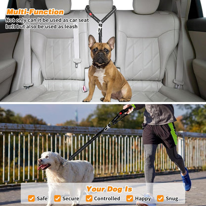 BWOGUE 2 Pack Dog Seat Belt for Car, Headrest Restraint Safety Leads | Headrest Loop for Car Travel, 18-30 in Adjustable, 2-in-1 Seat Belt and Leash, 2 Pack for Dogs and Cats, Use with Dog Harness