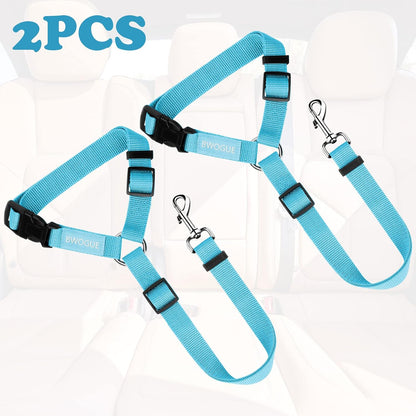 BWOGUE 2 Pack Dog Seat Belt for Car, Headrest Restraint Safety Leads | Headrest Loop for Car Travel, 18-30 in Adjustable, 2-in-1 Seat Belt and Leash, 2 Pack for Dogs and Cats, Use with Dog Harness