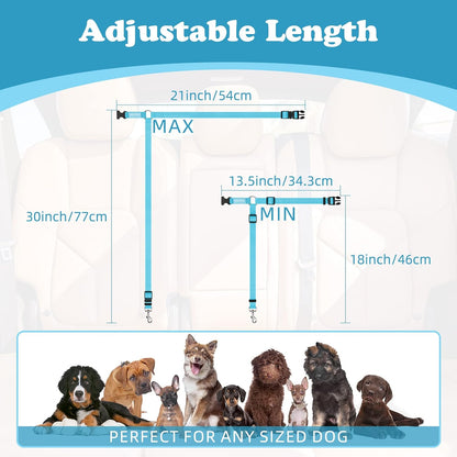 BWOGUE 2 Pack Dog Seat Belt for Car, Headrest Restraint Safety Leads | Headrest Loop for Car Travel, 18-30 in Adjustable, 2-in-1 Seat Belt and Leash, 2 Pack for Dogs and Cats, Use with Dog Harness