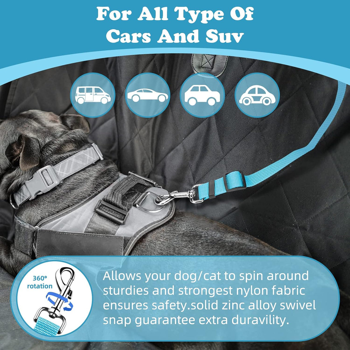 BWOGUE 2 Pack Dog Seat Belt for Car, Headrest Restraint Safety Leads | Headrest Loop for Car Travel, 18-30 in Adjustable, 2-in-1 Seat Belt and Leash, 2 Pack for Dogs and Cats, Use with Dog Harness