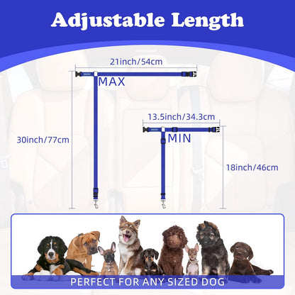 BWOGUE 2 Pack Dog Seat Belt for Car, Headrest Restraint Safety Leads | Headrest Loop for Car Travel, 18-30 in Adjustable, 2-in-1 Seat Belt and Leash, 2 Pack for Dogs and Cats, Use with Dog Harness