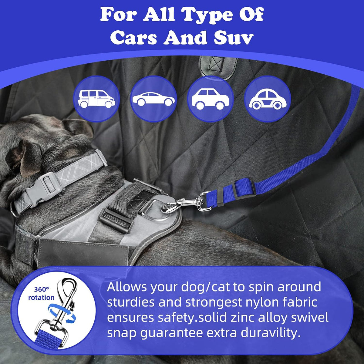 BWOGUE 2 Pack Dog Seat Belt for Car, Headrest Restraint Safety Leads | Headrest Loop for Car Travel, 18-30 in Adjustable, 2-in-1 Seat Belt and Leash, 2 Pack for Dogs and Cats, Use with Dog Harness