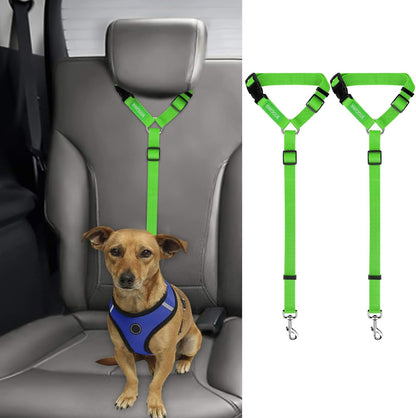 BWOGUE 2 Pack Dog Seat Belt for Car, Headrest Restraint Safety Leads | Headrest Loop for Car Travel, 18-30 in Adjustable, 2-in-1 Seat Belt and Leash, 2 Pack for Dogs and Cats, Use with Dog Harness