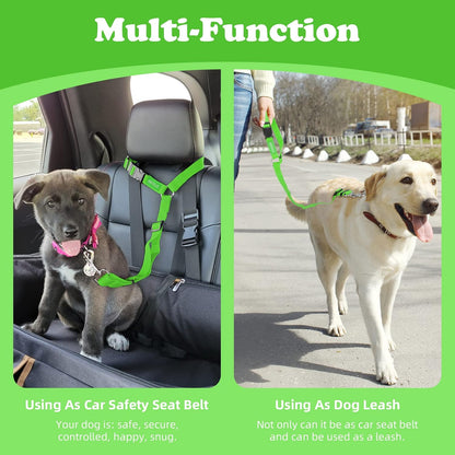 BWOGUE 2 Pack Dog Seat Belt for Car, Headrest Restraint Safety Leads | Headrest Loop for Car Travel, 18-30 in Adjustable, 2-in-1 Seat Belt and Leash, 2 Pack for Dogs and Cats, Use with Dog Harness