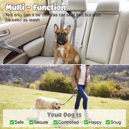 BWOGUE 2 Pack Dog Seat Belt for Car, Headrest Restraint Safety Leads | Headrest Loop for Car Travel, 18-30 in Adjustable, 2-in-1 Seat Belt and Leash, 2 Pack for Dogs and Cats, Use with Dog Harness