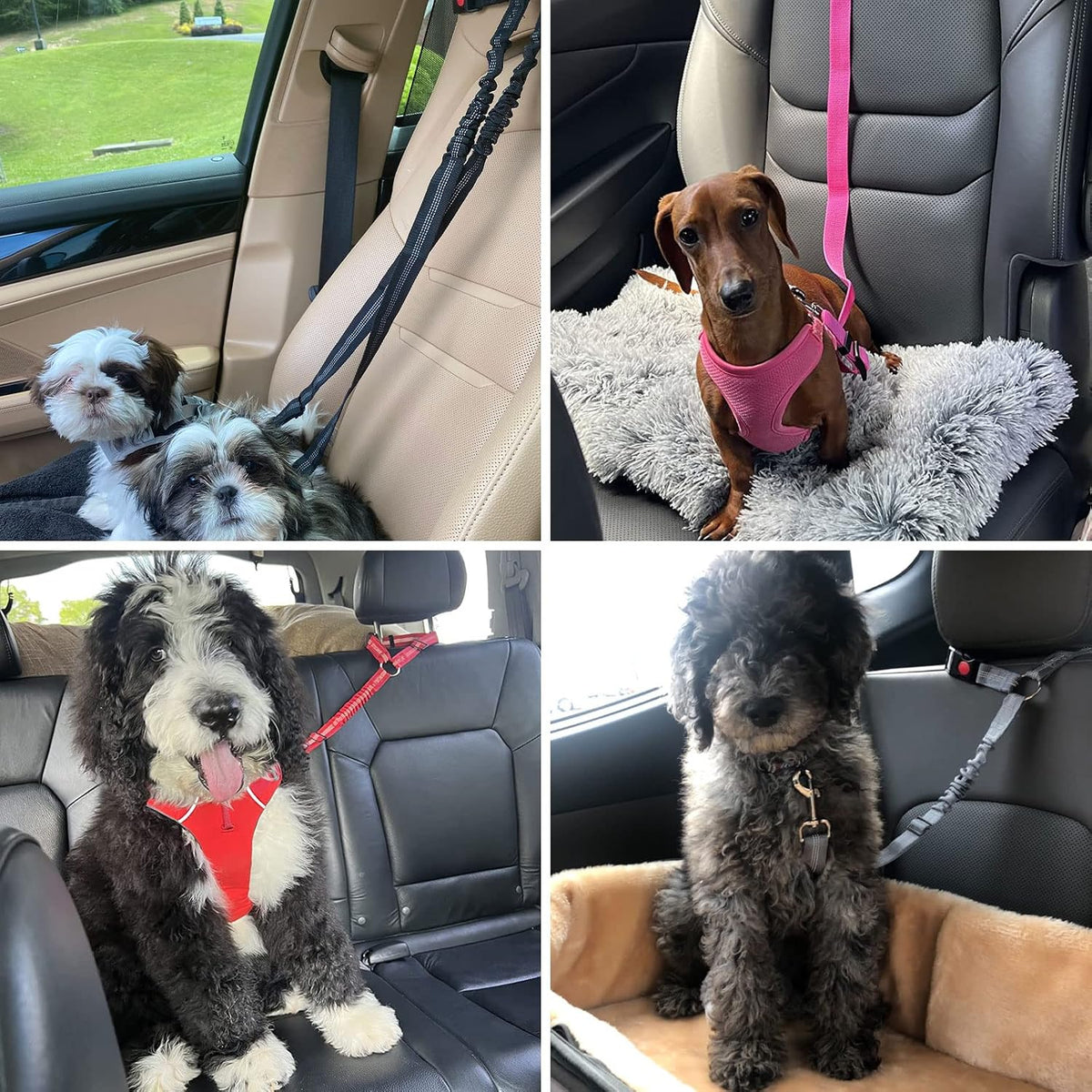 BWOGUE 2 Pack Dog Seat Belt for Car, Headrest Restraint Safety Leads | Headrest Loop for Car Travel, 18-30 in Adjustable, 2-in-1 Seat Belt and Leash, 2 Pack for Dogs and Cats, Use with Dog Harness