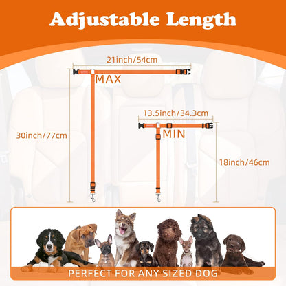 BWOGUE 2 Pack Dog Seat Belt for Car, Headrest Restraint Safety Leads | Headrest Loop for Car Travel, 18-30 in Adjustable, 2-in-1 Seat Belt and Leash, 2 Pack for Dogs and Cats, Use with Dog Harness