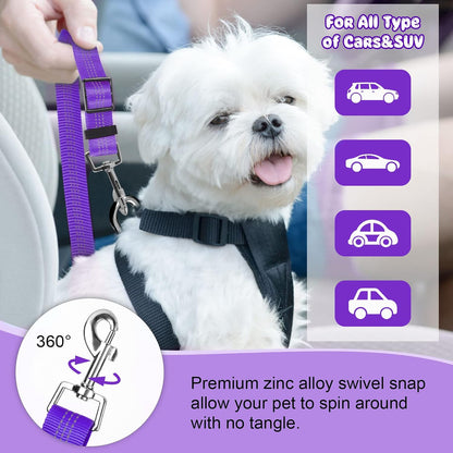BWOGUE 2 Pack Dog Seat Belt for Car, Headrest Restraint Safety Leads | Headrest Loop for Car Travel, 18-30 in Adjustable, 2-in-1 Seat Belt and Leash, 2 Pack for Dogs and Cats, Use with Dog Harness